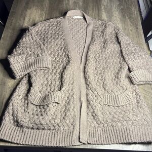 Goodnight Macaroon Cable Knit Short Sleeve Cardigan in Taupe